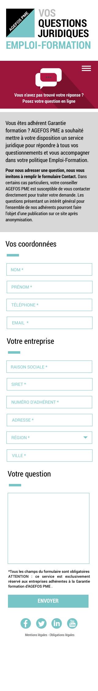 Agefos PME - Questions Formation -  Mobile - formulaire